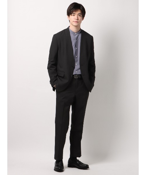 最高ジャケット ノーカラー ウォッシャブル NON IRON 2WAYストレッチ