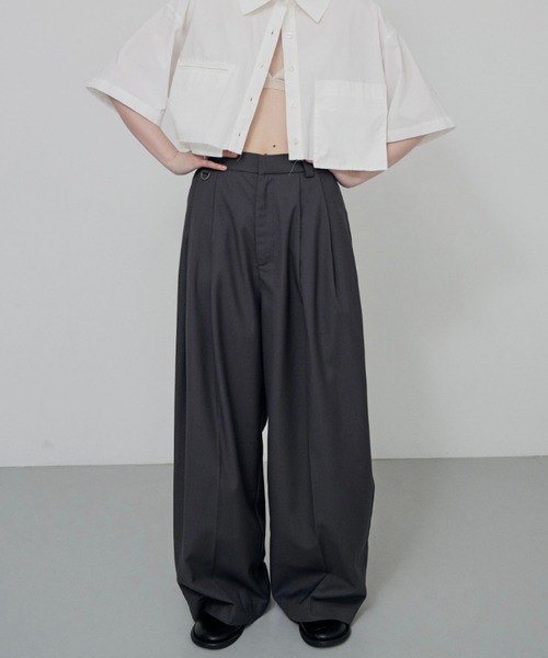 lit(リット)の「D Ring Tuck Pants(スラックス・レディース・ブラック/チャコールグレー・36/38)」の10枚目の写真