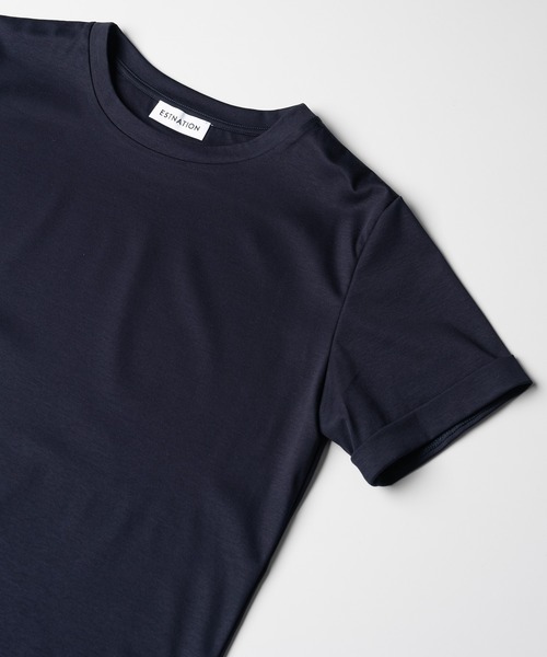 ESTNATION（エストネーション）の「ESTNATION / アルビニ コットンスムース ロールアップ Tシャツ（Tシャツ/カットソー・レディース・ホワイト/ブラック/ピンク/ネイビー・FREE）」の3枚目の写真