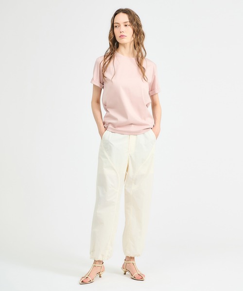 ESTNATION（エストネーション）の「ESTNATION / アルビニ コットンスムース ロールアップ Tシャツ（Tシャツ/カットソー・レディース・ホワイト/ブラック/ピンク/ネイビー・FREE）」の10枚目の写真