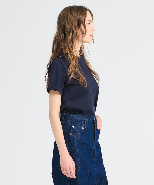 ESTNATION（エストネーション）の「ESTNATION / アルビニ コットンスムース ロールアップ Tシャツ（Tシャツ/カットソー・レディース・ホワイト/ブラック/ピンク/ネイビー・FREE）」の5枚目の写真