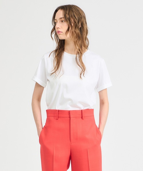 ESTNATION（エストネーション）の「ESTNATION / アルビニ コットンスムース ロールアップ Tシャツ（Tシャツ/カットソー・レディース・ホワイト/ブラック/ピンク/ネイビー・FREE）」の12枚目の写真