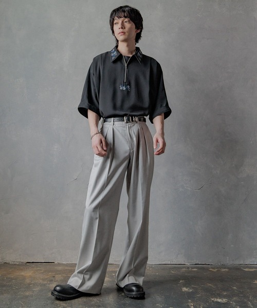 HARE（ハレ）の「【一部カラーSET UP対応】DABOハーフZIPシシュウシャツ(HARE)（シャツ/ブラウス・メンズ・グレー/ブラック/グリーン・FREE）」の5枚目の写真