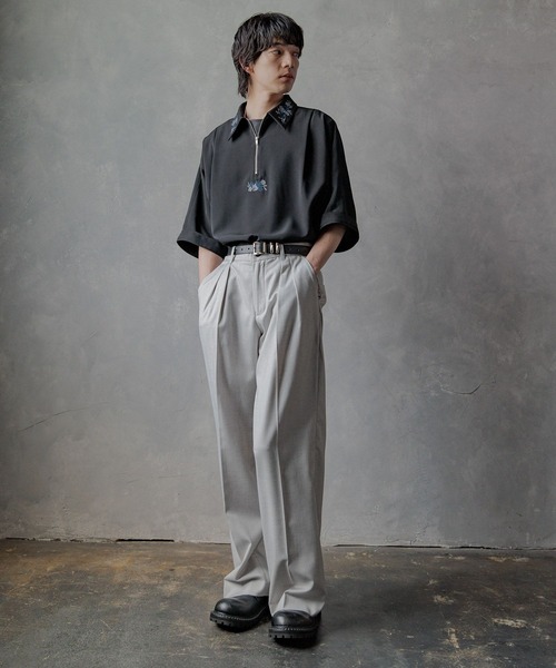 HARE（ハレ）の「【一部カラーSET UP対応】DABOハーフZIPシシュウシャツ(HARE)（シャツ/ブラウス・メンズ・グレー/ブラック/グリーン・FREE）」の6枚目の写真