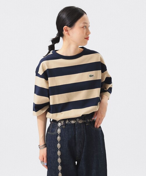 LACOSTE(ラコステ)の「【7/24値下げ】【WEB限定】【別注】LACOSTE / ボーダー ショートスリーブ Tシャツ(Tシャツ/カットソー・レディース・グレー/ブラック/レッド/ネイビー・36)」の4枚目の写真