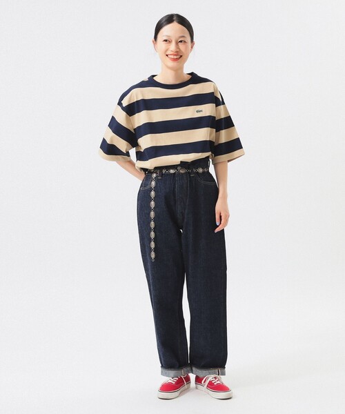 LACOSTE(ラコステ)の「【7/24値下げ】【WEB限定】【別注】LACOSTE / ボーダー ショートスリーブ Tシャツ(Tシャツ/カットソー・レディース・グレー/ブラック/レッド/ネイビー・36)」の5枚目の写真