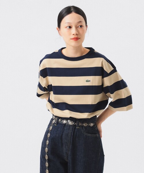 LACOSTE(ラコステ)の「【7/24値下げ】【WEB限定】【別注】LACOSTE / ボーダー ショートスリーブ Tシャツ(Tシャツ/カットソー・レディース・グレー/ブラック/レッド/ネイビー・36)」の8枚目の写真