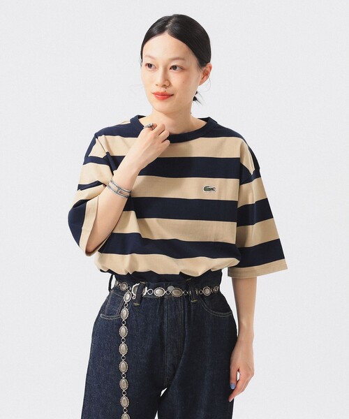 LACOSTE(ラコステ)の「【7/24値下げ】【WEB限定】【別注】LACOSTE / ボーダー ショートスリーブ Tシャツ(Tシャツ/カットソー・レディース・グレー/ブラック/レッド/ネイビー・36)」の9枚目の写真
