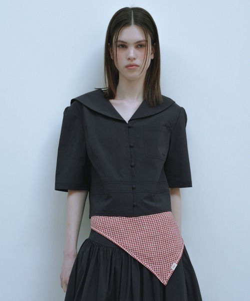 clor(クロル)の「SAILOR COTTON SHIRT(シャツ/ブラウス・レディース・ホワイト/ネイビー・M/S)」の1枚目の写真