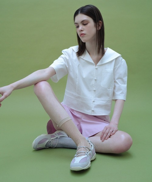 clor(クロル)の「SAILOR COTTON SHIRT(シャツ/ブラウス・レディース・ホワイト/ネイビー・M/S)」の2枚目の写真