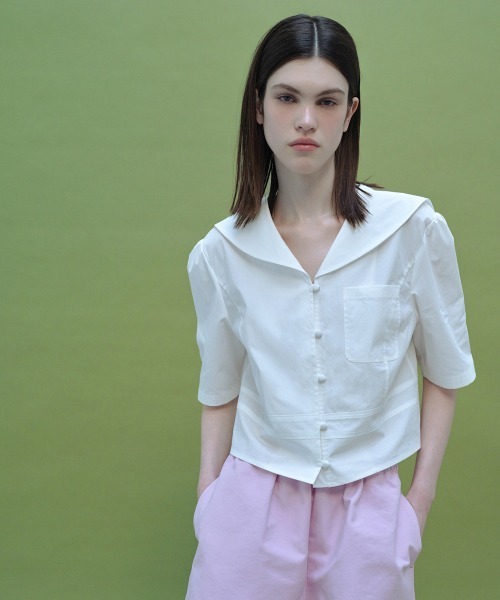 clor(クロル)の「SAILOR COTTON SHIRT(シャツ/ブラウス・レディース・ホワイト/ネイビー・M/S)」の14枚目の写真