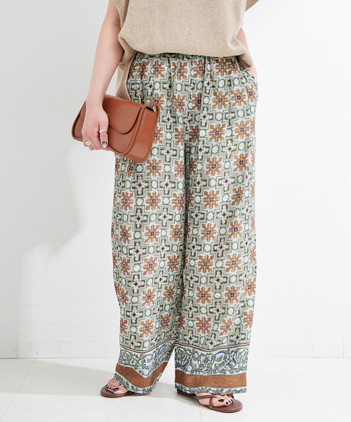 手洗い可 / タイルプリントタックイージーパンツ（その他パンツ）｜B.C