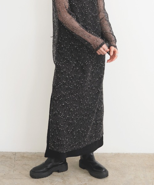 LIAN（リアン）の「ミックスメッシュシアーワンピース（ワンピース・レディース・アイボリー/ベージュ/ブラック・FREE）」の8枚目の写真