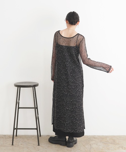 LIAN（リアン）の「ミックスメッシュシアーワンピース（ワンピース・レディース・アイボリー/ベージュ/ブラック・FREE）」の9枚目の写真