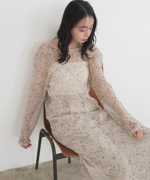 レリアン　まとめ売り　6333 +3500 ミックスメッシュシアーワンピース（ワンピース）｜LIAN（リアン