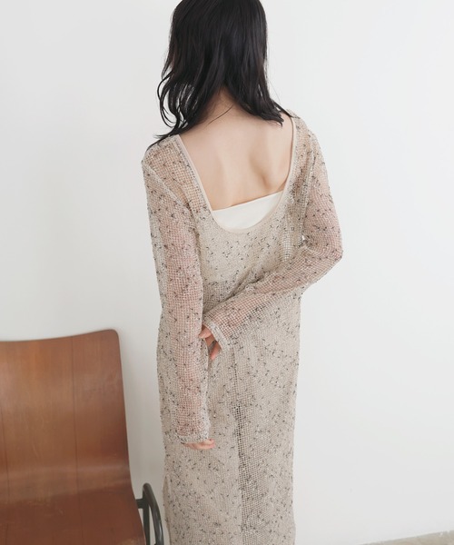 LIAN（リアン）の「ミックスメッシュシアーワンピース（ワンピース・レディース・アイボリー/ベージュ/ブラック・FREE）」の12枚目の写真