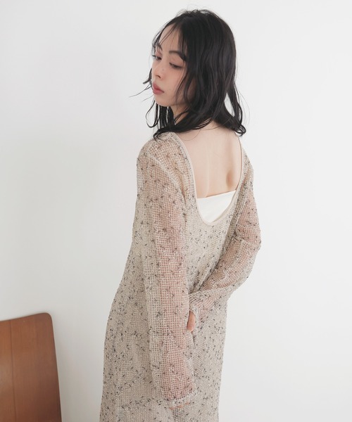 レリアン　まとめ売り　6333 +3500 ミックスメッシュシアーワンピース（ワンピース）｜LIAN（リアン