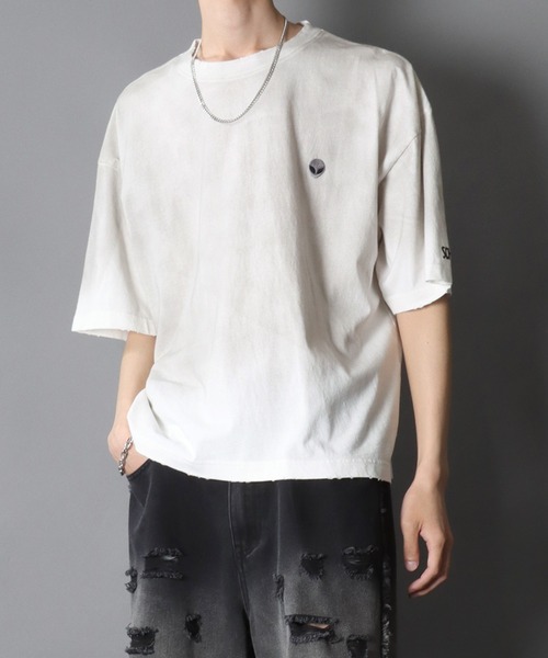 SITRY(シトリー)の「SCHWA/シュワ ヴィンテージライク ワンポイント刺繍 オーバーサイズ ショート丈 半袖Tシャツ レディース メンズ(Tシャツ/カットソー・メンズ・ブラック/ブラウン/ホワイト/ピンク・M/L)」の21枚目の写真