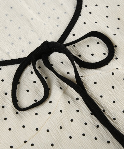 ANAYI ドット柄リボン付き長袖シャツ ANAYI ドット柄リボン付き長袖
