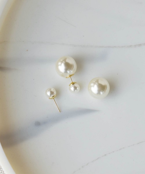 PICCIN（ピッチン）の「前後2WAYパールピアス（ピアス（両耳用）・レディース・ゴールド・FREE）」の2枚目の写真