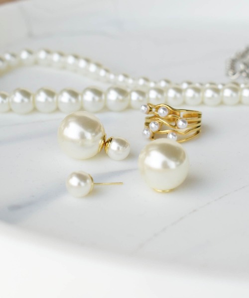 PICCIN（ピッチン）の「前後2WAYパールピアス（ピアス（両耳用）・レディース・ゴールド・FREE）」の4枚目の写真
