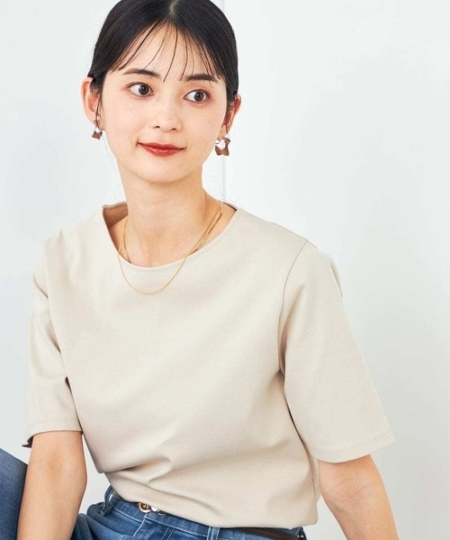 a.v.v（アーヴェヴェ）の「【接触冷感/UVカット】大人のリッチTシャツ（Tシャツ/カットソー・レディース・グレー系その他/ブラック/ホワイト/ブルー/オレンジ/ダークインディゴブルー/パープル・34/36/38/40/42）」の4枚目の写真