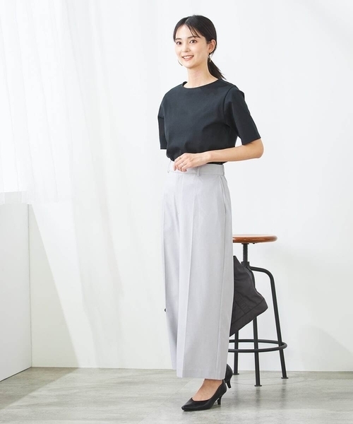 a.v.v（アーヴェヴェ）の「【接触冷感/UVカット】大人のリッチTシャツ（Tシャツ/カットソー・レディース・グレー系その他/ブラック/ホワイト/ブルー/オレンジ/ダークインディゴブルー/パープル・34/36/38/40/42）」の20枚目の写真