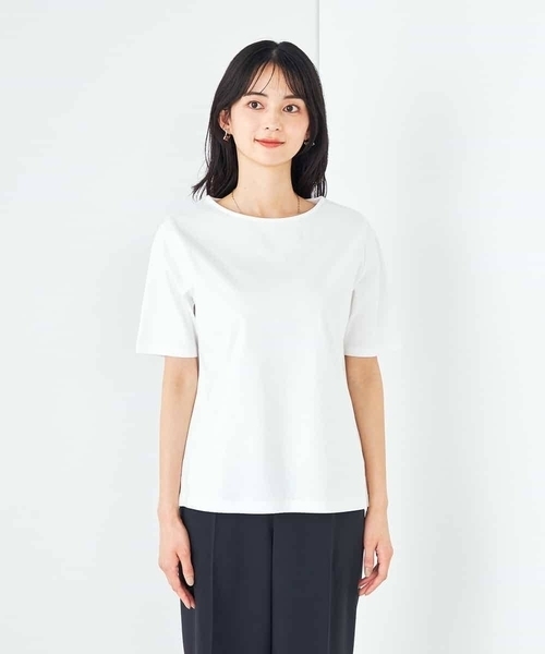a.v.v（アーヴェヴェ）の「【接触冷感/UVカット】大人のリッチTシャツ（Tシャツ/カットソー・レディース・グレー系その他/ブラック/ホワイト/ブルー/オレンジ/ダークインディゴブルー/パープル・34/36/38/40/42）」の22枚目の写真