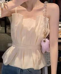 プリーツ デザイン ペプラム キャミソール