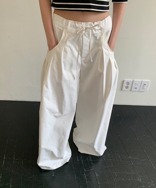 いっちさん専用　TAO ホワイトコットン　スカート &ギャルソンベロアパンツ LONSLAN】ボリュームポケット タックワイドパンツ CHLONW25s049