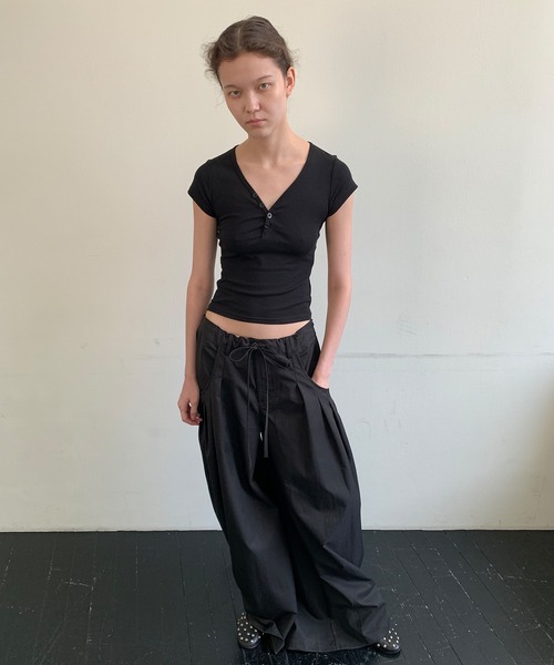 LONSLAN】ボリュームポケット タックワイドパンツ CHLONW25s049