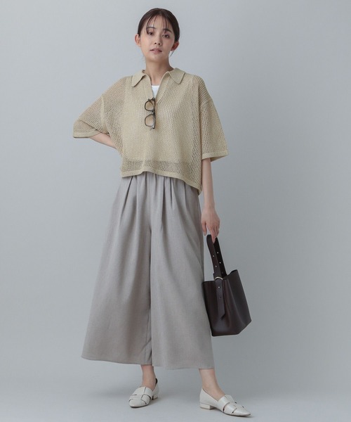 GLOBAL WORK（グローバルワーク）の「メッシュラメポロニット半袖/MATINEE LINE/455432（ニット/セーター・レディース・ブラック系9/ホワイト系8/ベージュ系2・LARGE/MEDIUM）」の12枚目の写真