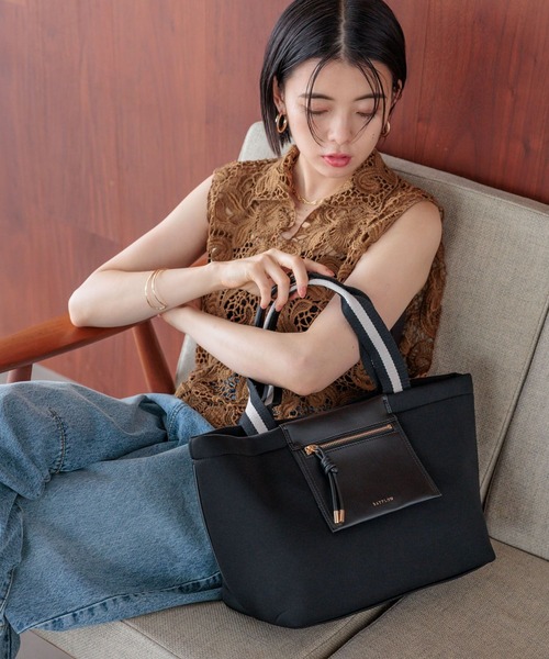 BAYFLOW（ベイフロー）の「[A4ファイルも入る]ポケット付きボンディングトートバッグ（トートバッグ・レディース・グレー/ホワイト/ブラック・FREE）」の6枚目の写真