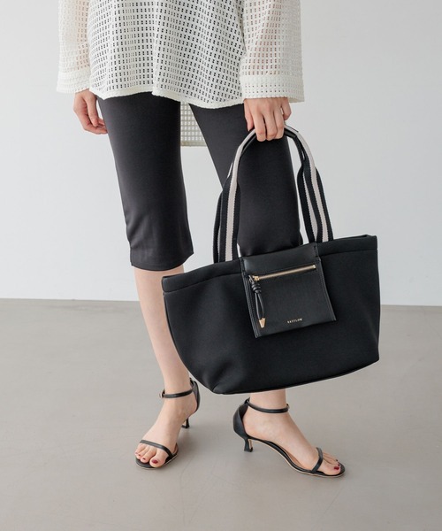 BAYFLOW（ベイフロー）の「[A4ファイルも入る]ポケット付きボンディングトートバッグ（トートバッグ・レディース・グレー/ホワイト/ブラック・FREE）」の10枚目の写真