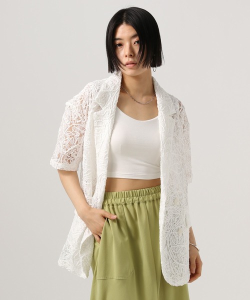 BAYFLOW（ベイフロー）の「[トレンド感をプラス]ハーフスリーブレースジャケット（その他アウター・レディース・ホワイト/ブラウン/ブラック・FREE）」の6枚目の写真