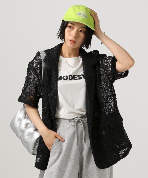 BAYFLOW（ベイフロー）の「[トレンド感をプラス]ハーフスリーブレースジャケット（その他アウター・レディース・ホワイト/ブラウン/ブラック・FREE）」の9枚目の写真