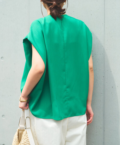 un dix cors(アンディコール)の「《セットアップ対応》リネンライク裾ギャザーフレンチブラウス(シャツ/ブラウス・レディース・ブラック/グリーン/モカ・FREE)」の11枚目の写真