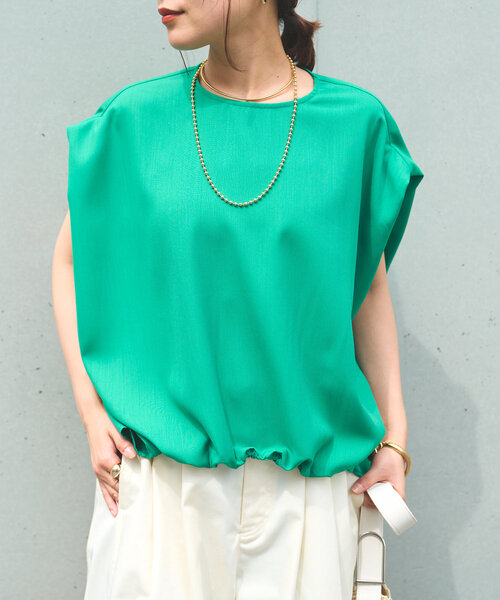 un dix cors(アンディコール)の「《セットアップ対応》リネンライク裾ギャザーフレンチブラウス(シャツ/ブラウス・レディース・ブラック/グリーン/モカ・FREE)」の12枚目の写真