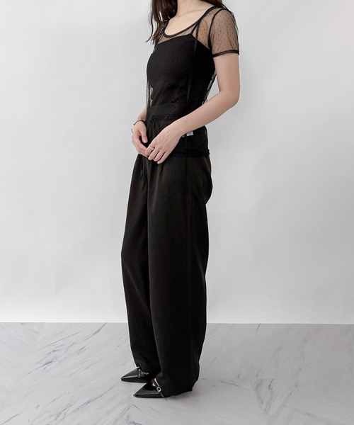 シーニュ♡リボントップス♡ セール】【on:nue】ドットシースルーリボントップス（Tシャツ