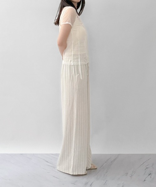 シーニュ♡リボントップス♡ セール】【on:nue】ドットシースルーリボントップス（Tシャツ