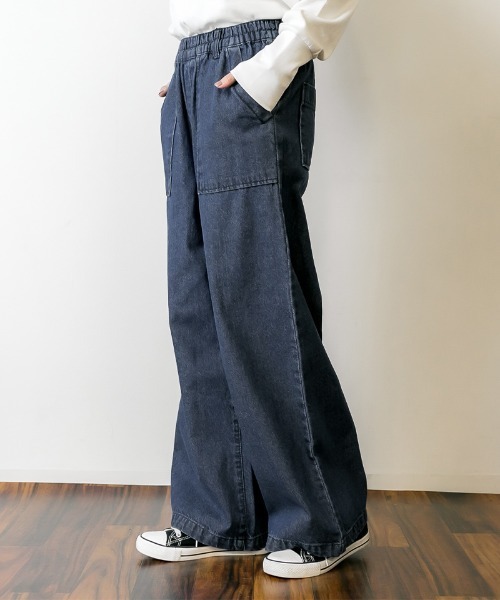 RCD(アールシーディー)の「ハイウエスト イージーワイドデニム(デニムパンツ・レディース・ネイビー/ダークネイビー/ブルー・M/L/LL/3L/4L)」の5枚目の写真