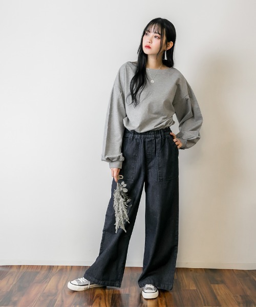 RCD(アールシーディー)の「ハイウエスト イージーワイドデニム(デニムパンツ・レディース・ネイビー/ダークネイビー/ブルー・M/L/LL/3L/4L)」の22枚目の写真
