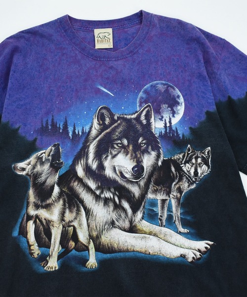 LABORATORY R(ラボラトリーアール)の「【USED】Y2K HABITAT “wolf” アニマル Tシャツ(Tシャツ/カットソー・メンズ・ブラック・LARGE)」の2枚目の写真