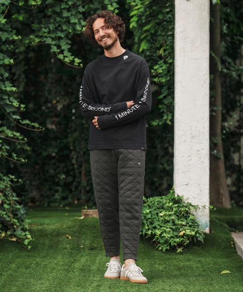 1minute 1second（ワンミニットワンセカンド）の「mp13846-quilted side zip pants with heart patch イージーパンツ（その他パンツ・メンズ・ブラック/チャコール・S/M/L/XL）」の8枚目の写真