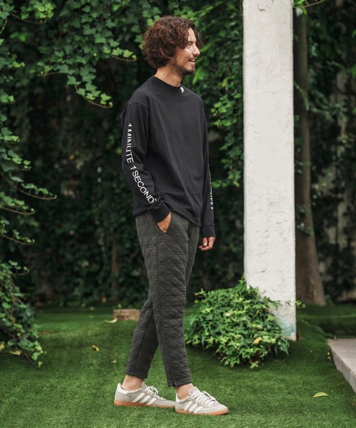 1minute 1second（ワンミニットワンセカンド）の「mp13846-quilted side zip pants with heart patch イージーパンツ（その他パンツ・メンズ・ブラック/チャコール・S/M/L/XL）」の9枚目の写真