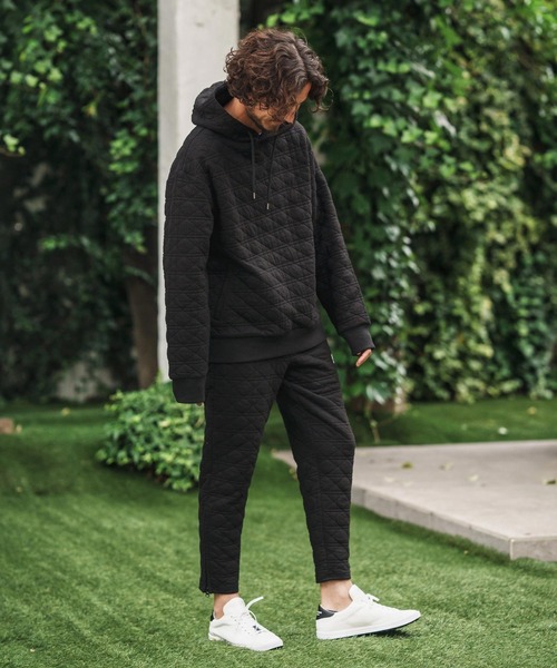 1minute 1second（ワンミニットワンセカンド）の「mp13846-quilted side zip pants with heart patch イージーパンツ（その他パンツ・メンズ・ブラック/チャコール・S/M/L/XL）」の15枚目の写真