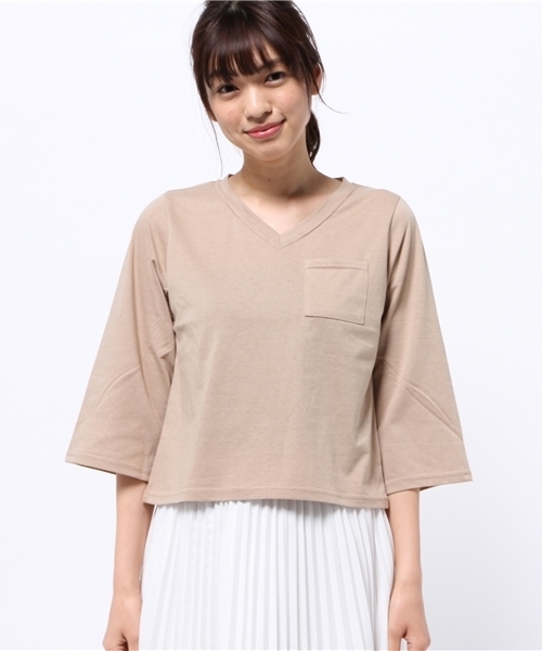 OUTLET(アウトレット)の「【who's who Chico】VネックポケットT9S(Tシャツ/カットソー・レディース・ベージュ・FREE)」の9枚目の写真