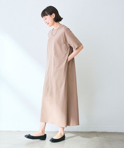 CROSS FUNCTION（クロスファンクション）の「《汗染み防止》バックスリットベーシックワンピース　動画あり【CROSS FUNCTION/クロスファンクション】（ワンピース・レディース・カーキ/ブルー/ネイビー/ブラック/モカ・LL/L/M）」の2枚目の写真