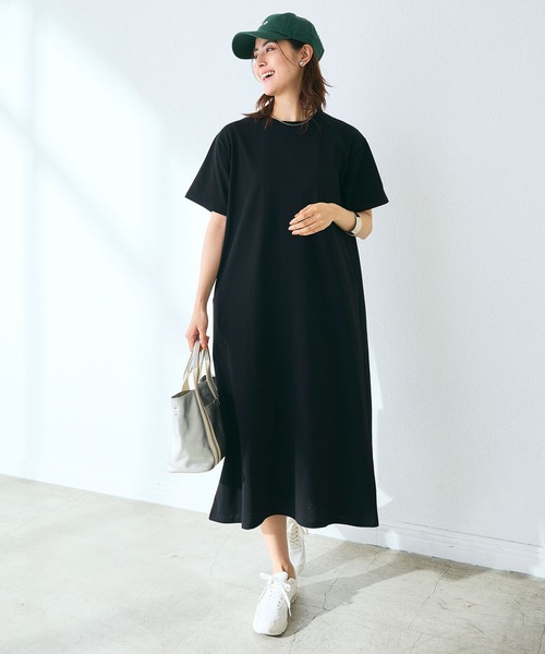 CROSS FUNCTION（クロスファンクション）の「《汗染み防止》バックスリットベーシックワンピース　動画あり【CROSS FUNCTION/クロスファンクション】（ワンピース・レディース・カーキ/ブルー/ネイビー/ブラック/モカ・LL/L/M）」の6枚目の写真