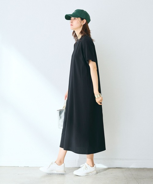CROSS FUNCTION（クロスファンクション）の「《汗染み防止》バックスリットベーシックワンピース　動画あり【CROSS FUNCTION/クロスファンクション】（ワンピース・レディース・カーキ/ブルー/ネイビー/ブラック/モカ・LL/L/M）」の7枚目の写真